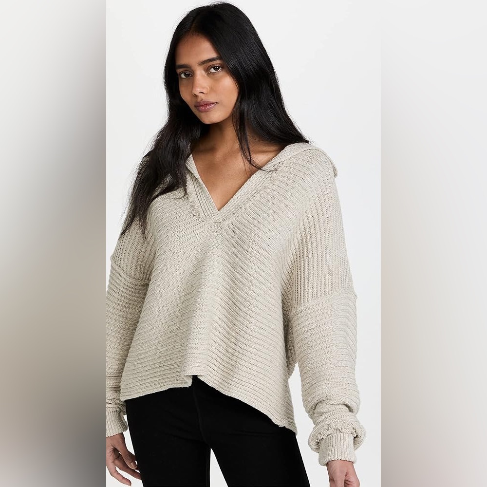 Free People Marlie Pullover - Oversized, Taupe/Beige/Grey - Picture 3 of 6